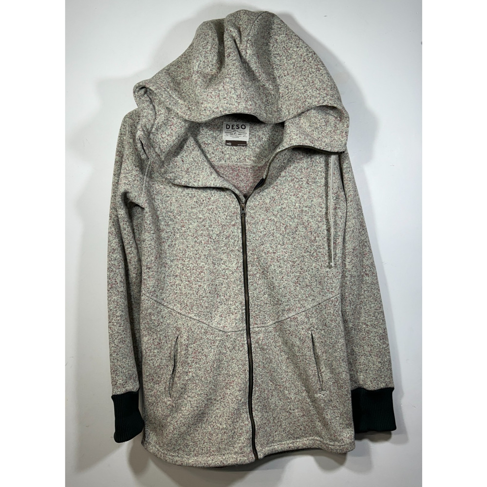 Deso Sweater Womens M Tallac Cowl-Neck Fleece Hoodie Beige Made in USA